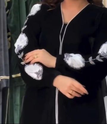 Picture of Black Abaya with Flowery Embroidery